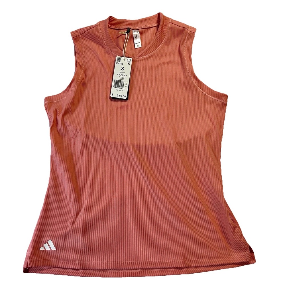 Adidas IS9750 Women's Golf Ribbed Semi Pink Spark Sleeveless Small Shirt  (B8)